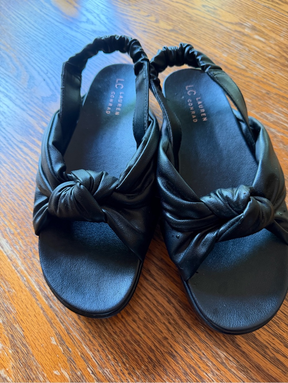 LC Lauren Conrad Black Knotted Slingback Sandals